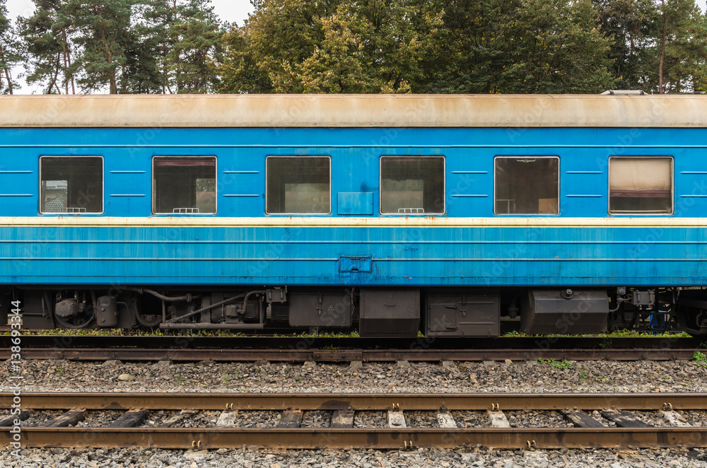 Abandoned soviet era trains in a railroad yard in Ukraine.