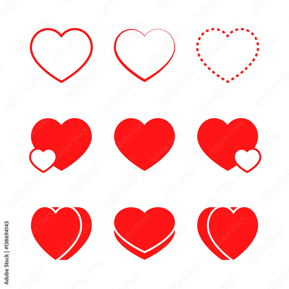 Simple heart icons. Vector illustration.
