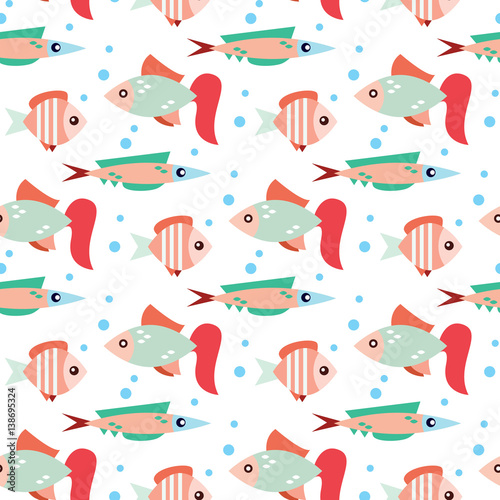 Gentle seamless pattern with the image of the fish