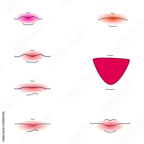 Lipstick Color Palette. Set of Female Beautiful Lips Stock Vector -  Illustration of open, emblem: 152030956