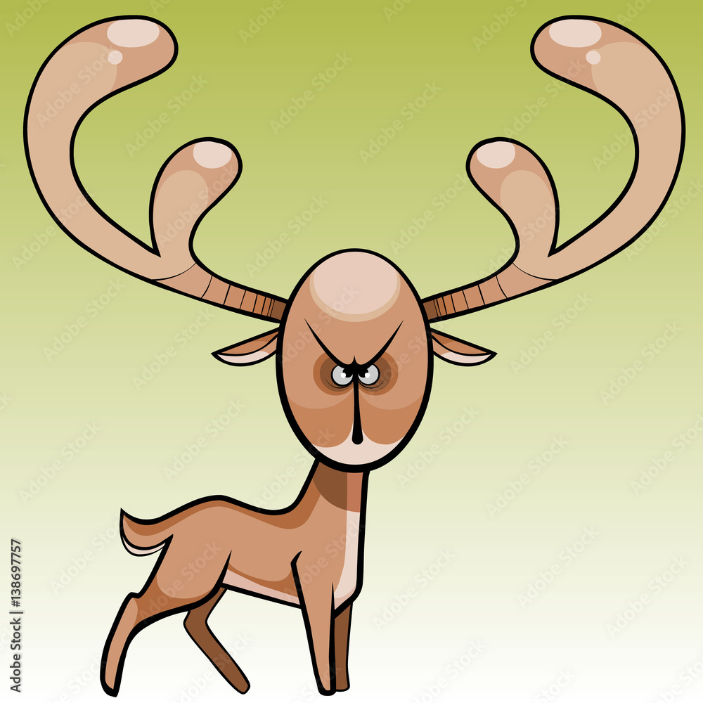 cartoon funny terrible and angry deer Stock Vector | Adobe Stock