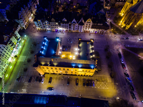 City Hall of Kolobrzeg, night view from above