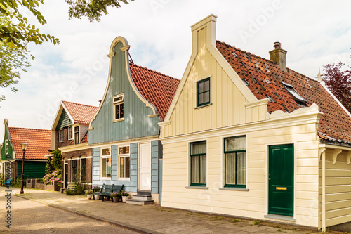 Classic old wooden Dutch houses in North Amsterdam