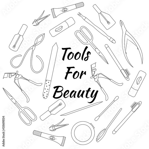 Set of tools for manicure. Vector illustration