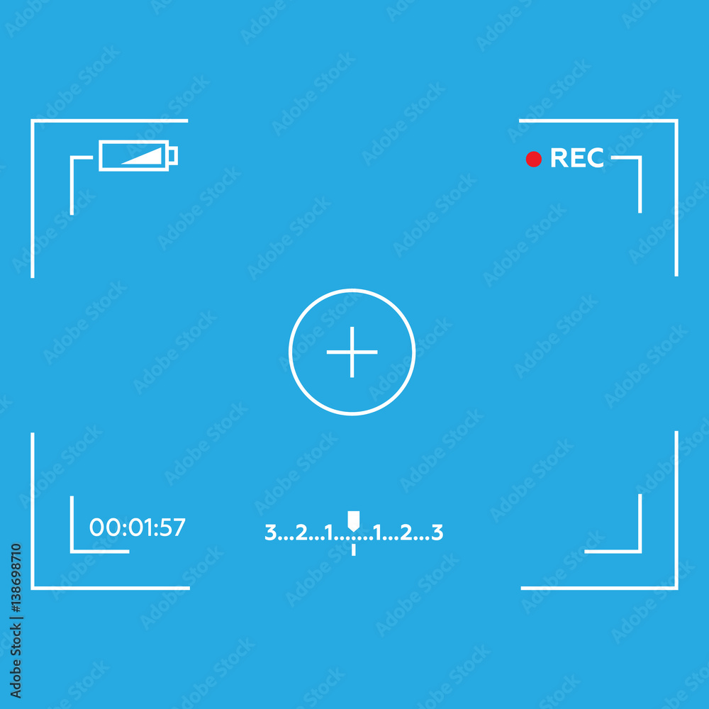Camera viewfinder. Template focusing screen of the camera. Viewfinder