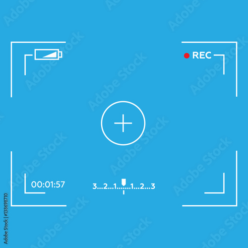 Camera viewfinder. Template focusing screen of the camera. Viewfinder camera recording. Screen of the camera