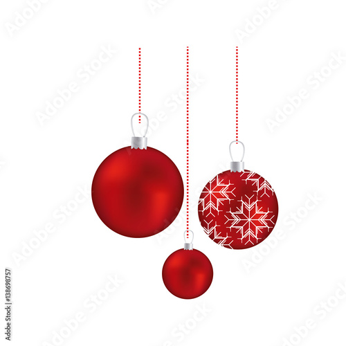 set red garlands christmas holding with snowflakes ornaments vector illustration