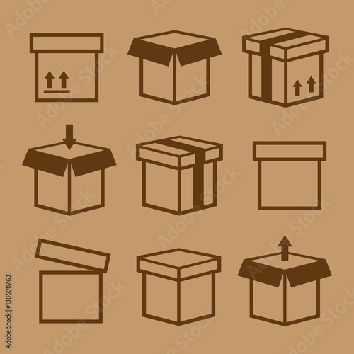 Carton box pack set packing boxes vector. Carton box pack vector