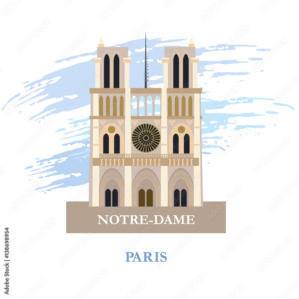 Notre Dame in Paris. The famous Notre Dame Cathedral. Vector illustration.