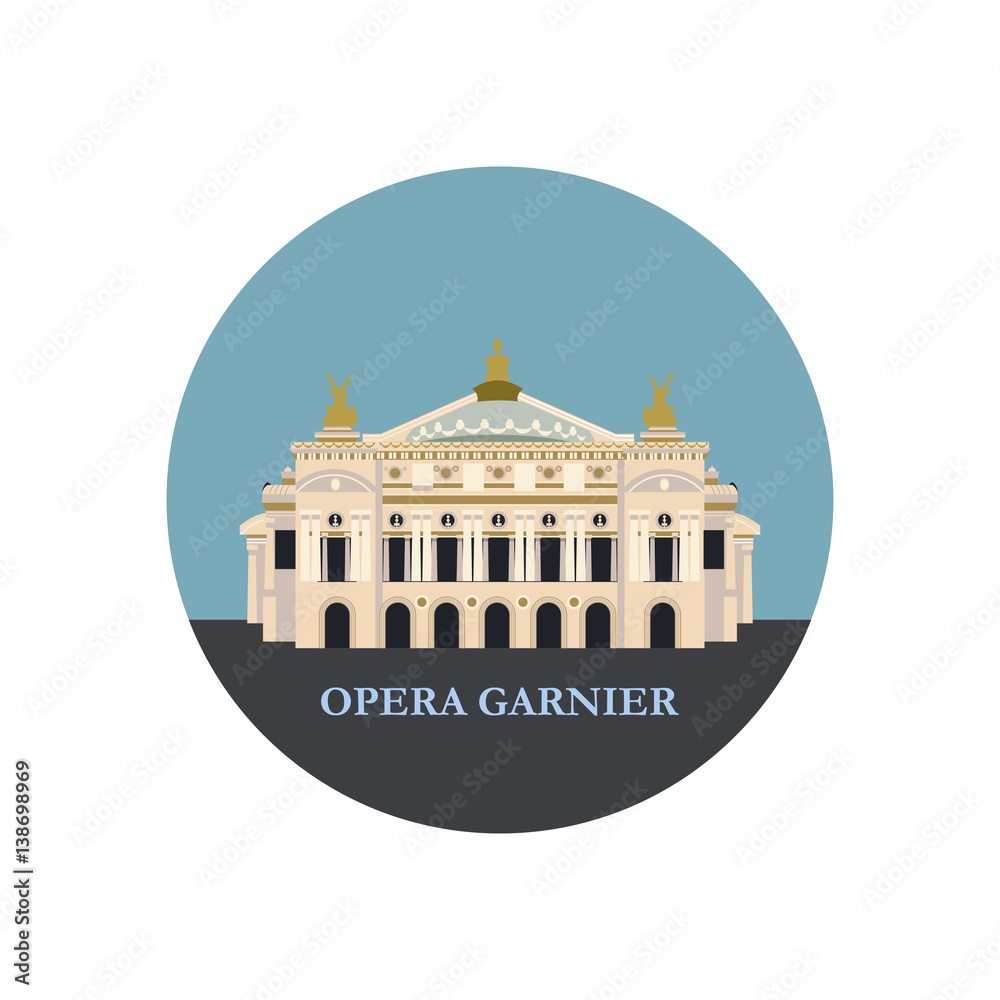 Opera Garnier in Paris. France. Vector illustration, snook. Isolated on a white background.