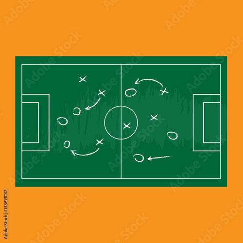 Football or soccer game strategy plan isolated on blackboard texture set