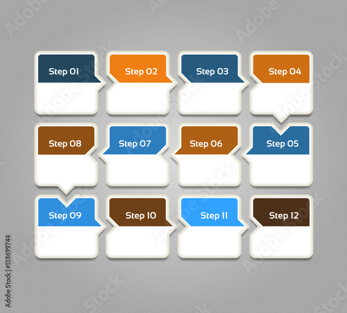 Vector progress background. Template for diagram, graph, presentation and chart. Business concept with 12 options, parts, steps or processes.