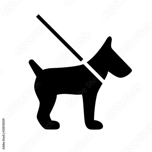 Dog on leash vector icon
