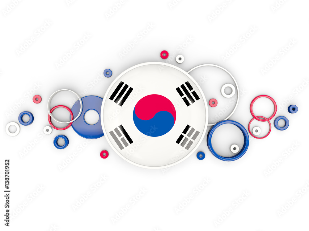 Round flag of korea south with circles pattern