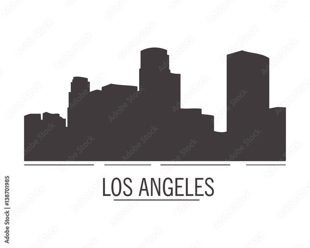 City landscape of los angeles in flat style. City silhouette. City landscape of los angeles in flat style. City silhouette.