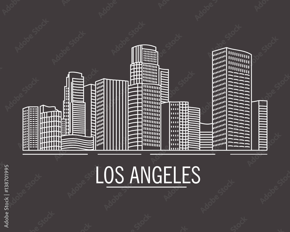 The city landscape  drawn with lines  los angeles