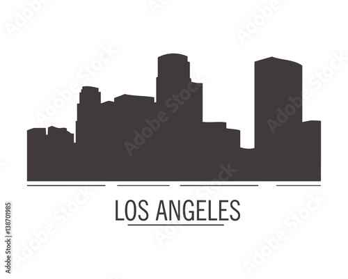 City landscape of los angeles in flat style. City silhouette.