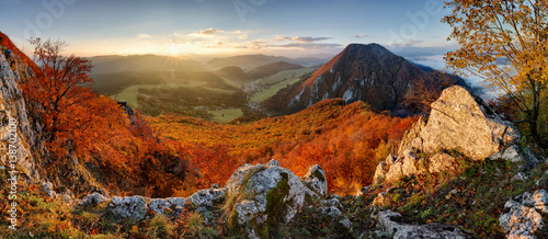 Panorama at autumn from peak Manin - Povazska Bystrica