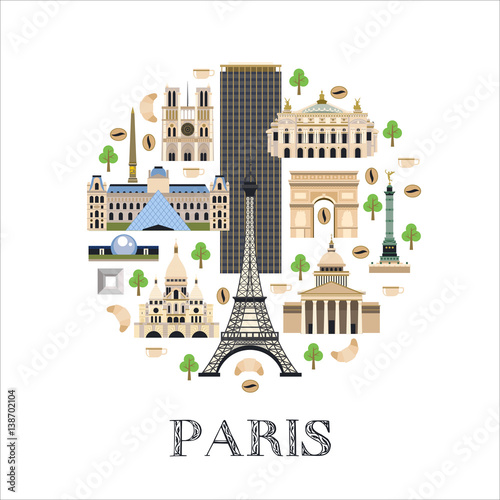 Vector illustration sights of the city of Paris.