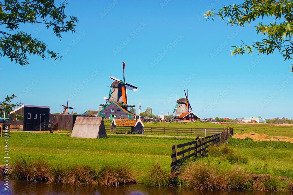 Fototapeta premium Old windmills in Amsterdam