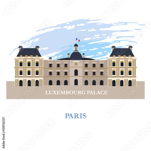 The Luxembourg Palace in Paris. France. Vector illustration. Isolated on a white background. photo