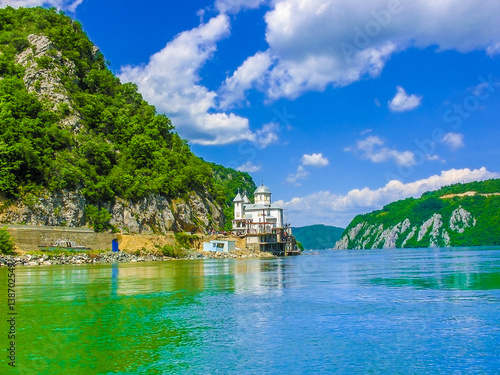 Mraconia Monastery, Danube river,  Romania. photo