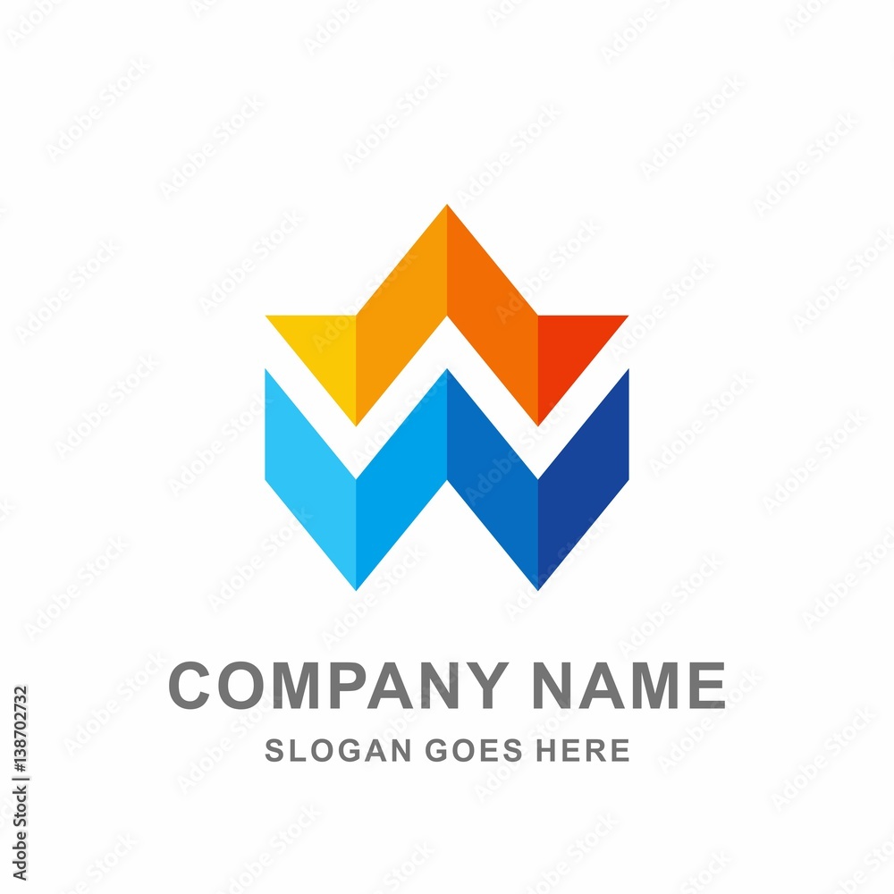 Geometric Triangle Square Arrow Letter W Architecture Interior Building Business Company Stock Vector Logo Design Template 