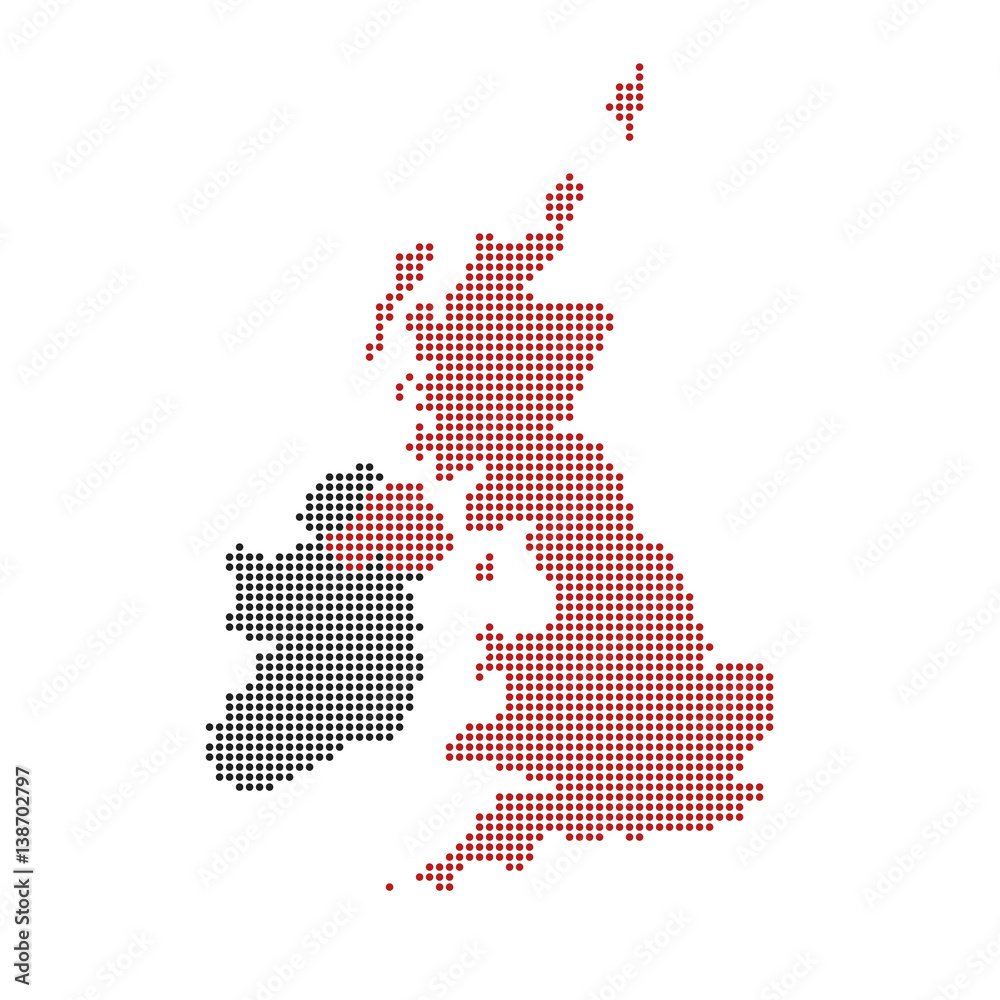 Obraz premium Dotted Vector Unaided Kingdom Map