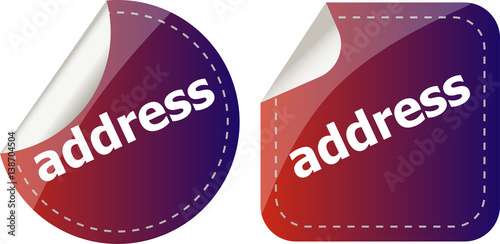 address word stickers set, icon button, business concept