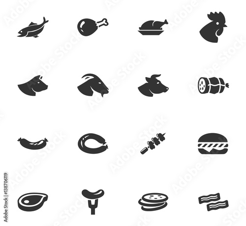Meat and protein icons set