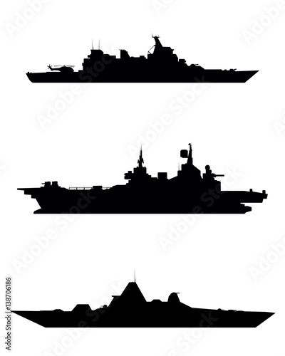 Three warship silhouette photo