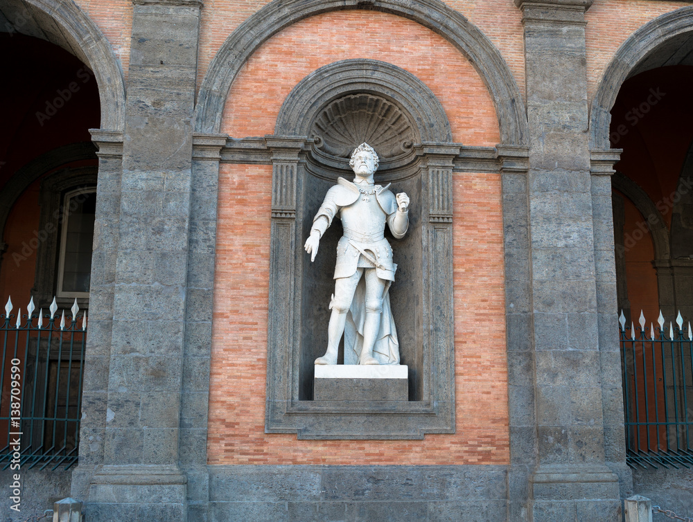 Statue on facade of Royal Palace, Naples