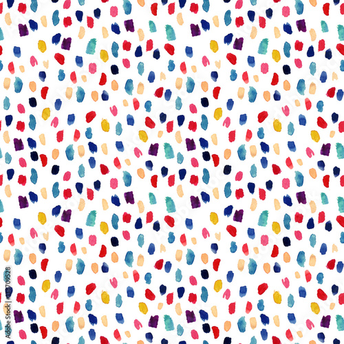 Watercolor seamless pattern with colorful brush strokes.