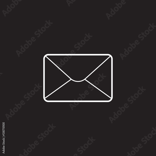 Email thin line icon, letter outline vector logo illustration, open envelope linear pictogram isolated on black