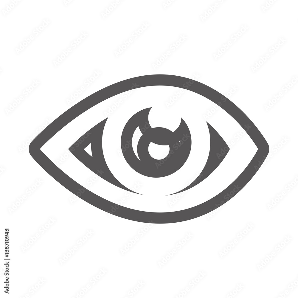 grayscale contour with eye icon vector illustration grayscale contour with eye icon vector illustration