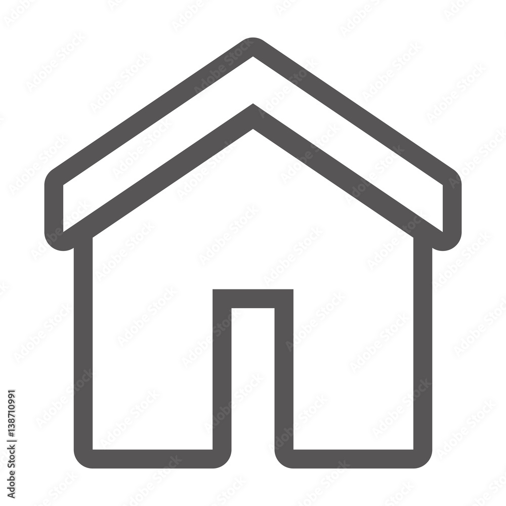 grayscale contour with home icon vector illustration grayscale contour with home icon vector illustration