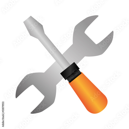 colorful silhouette with screwdriver and wrench vector illustration