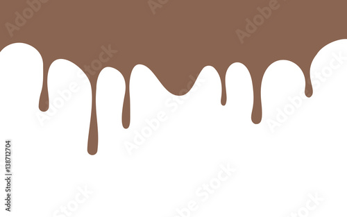 brown paint drips. chocolate ink flow down. white background. vector illustration