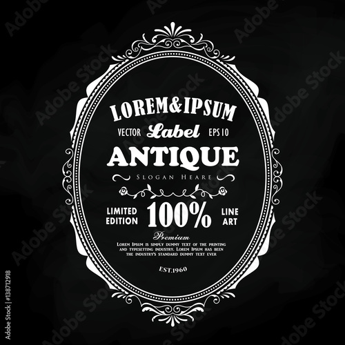 Antique frame label retro hand drawn engraving border vector illustration