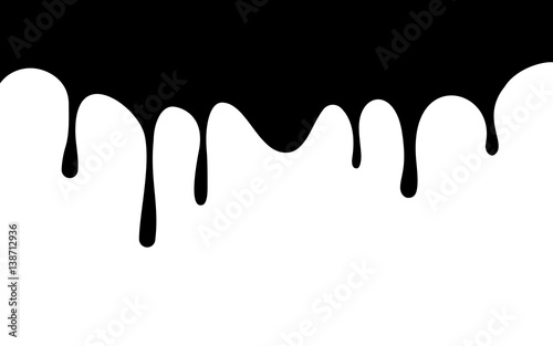 black paint drips. ink flow down. white background. vector illustration
