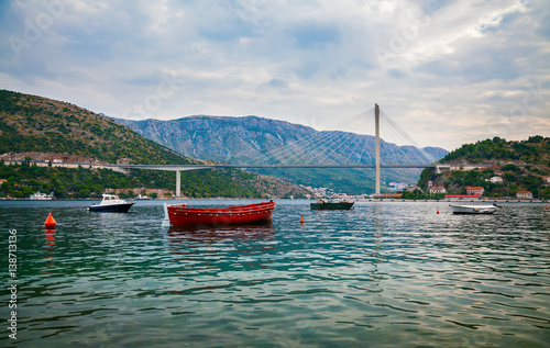 the cable-stayed Tudjman Bridge in Dubrovnik photo