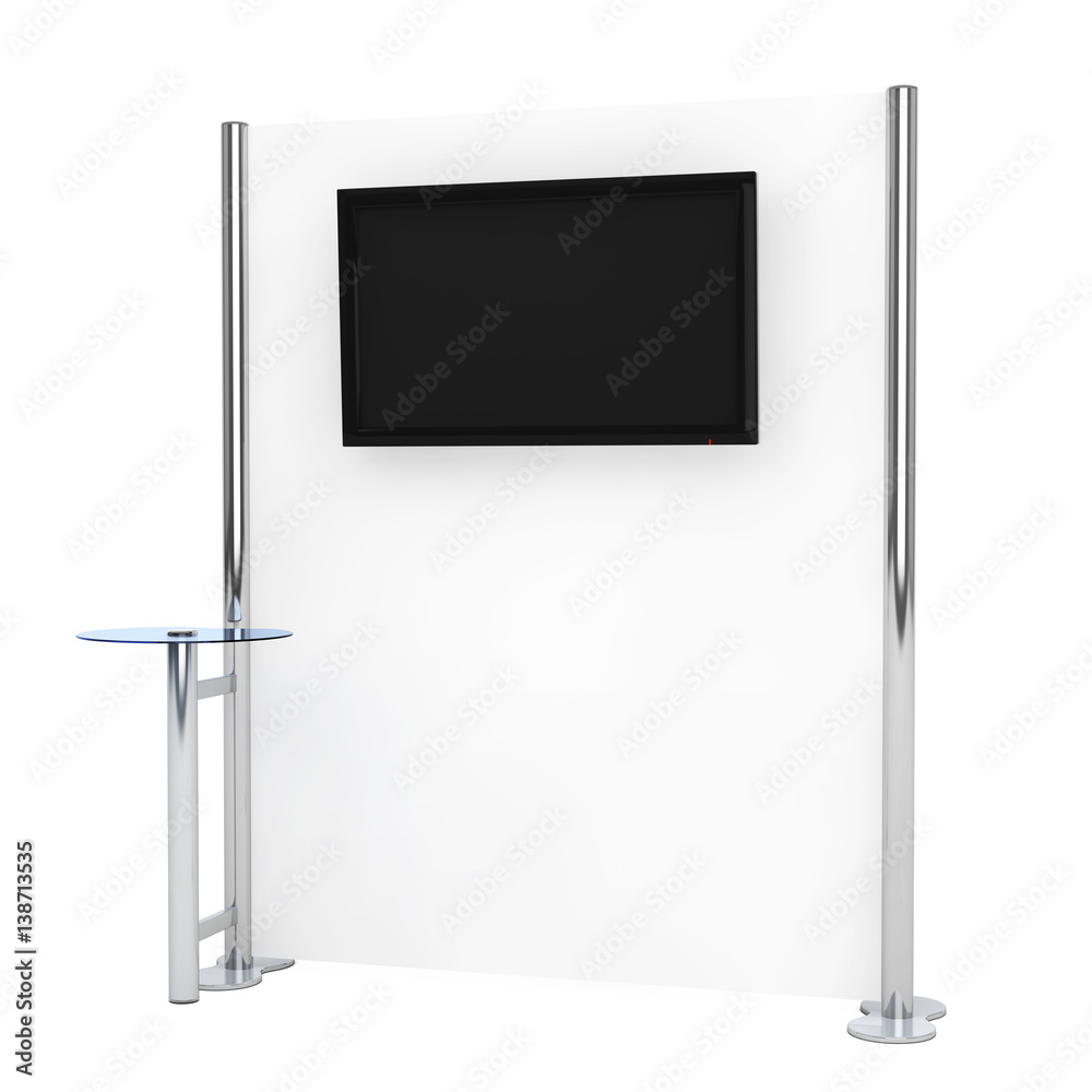 Trade Commercial Exhibition Stand with Information Monitor. 3d Rendering Trade Commercial Exhibition Stand with Information Monitor. 3d Rendering