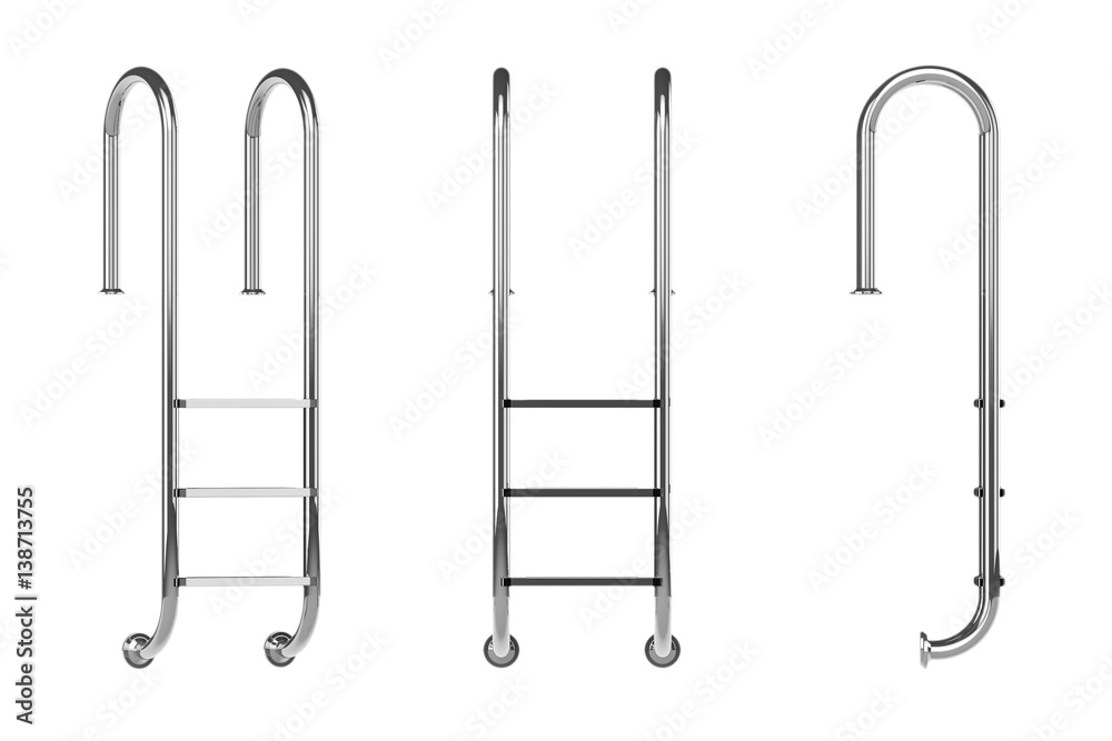 Chrome Swimming Pool Ladders. 3d Rendering ilustración de Stock | Adobe ...