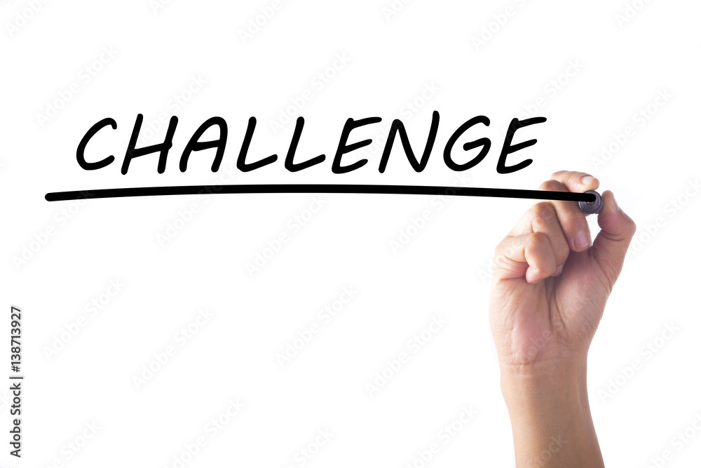 Hand writing Challenge on transparent board Hand writing Challenge on transparent board