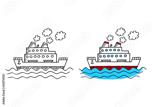 Passenger ship on white background