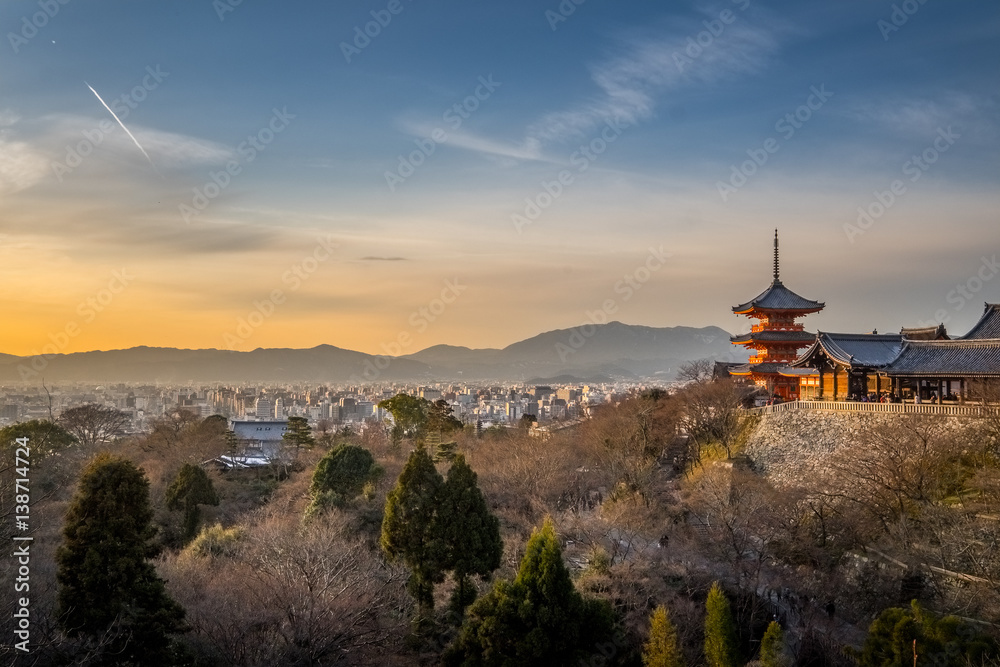The Pagoda at Kiyomizudera (Pure Water Temple), It is one of the most celebrated temples of Japan.