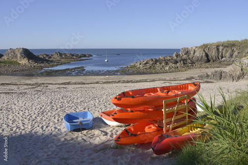 Beach and small boats at Le Pouliguen in Pays de la Loire region in western France photo