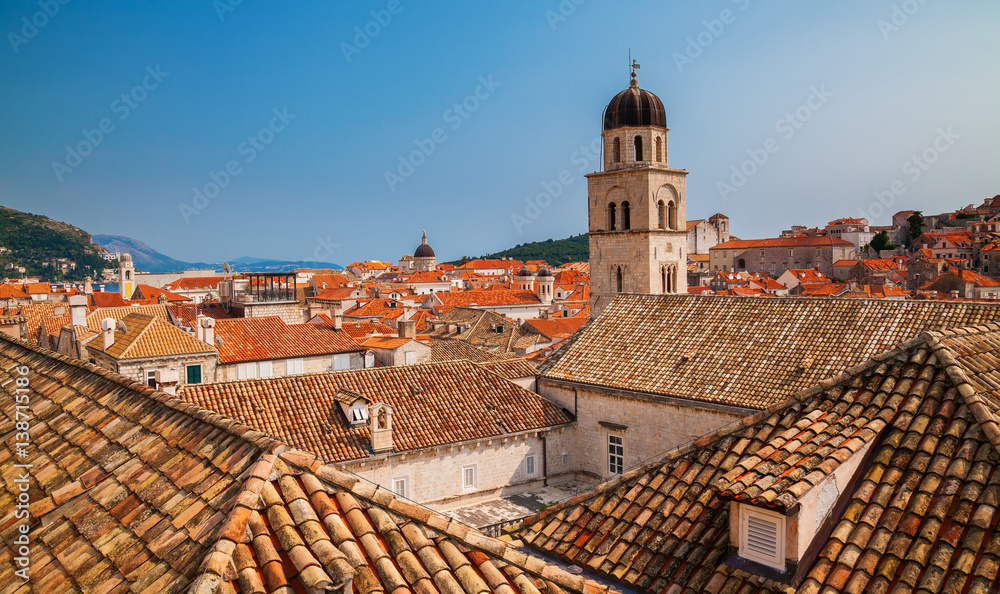 roofs with red tiles in the Old Town of Dubrovnik