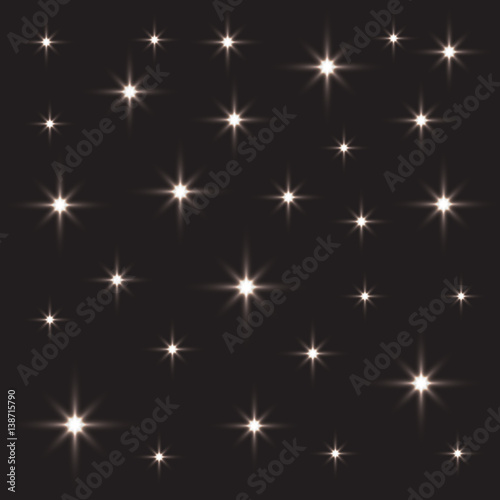 abstract white bright stars of different sizes. starry sky. space. dark black background. vector illustration.