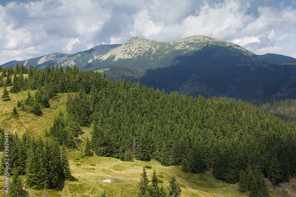 Beautiful sandy landscape of the Carpathians, Gorgan, Mount Syvulya